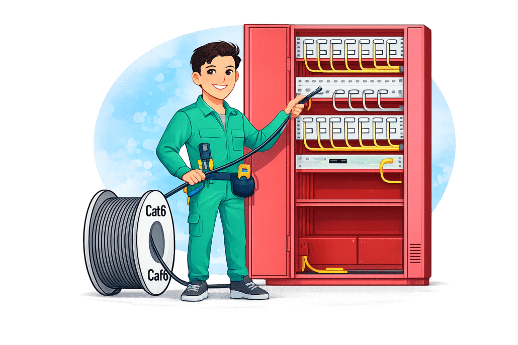 Dra nätverkskabel 5 rack