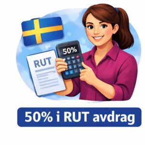 Backup 4 Kvinna med kalkylator och RUT avdrag