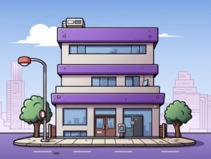 Unifi Access 7 view building with cartoon style architecture